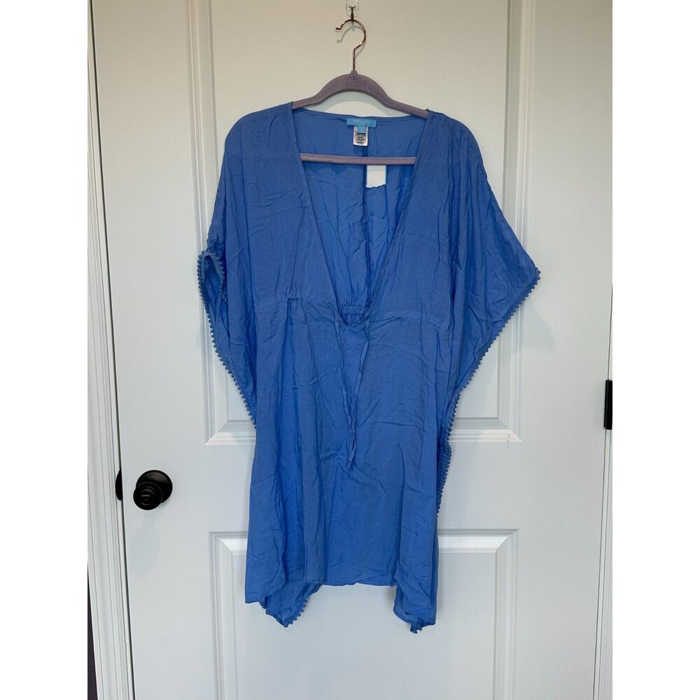 NWT Draper James Solid Batwing Caftan Swimsuit Cover-up Blue Size XS